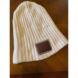 Love Your Melon Knit Beanie Cream Ribbed Winter Hat Unisex Neutral Slouchy Cap